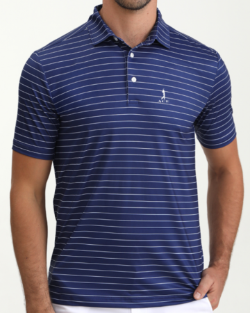 Ace Logo Polo Shirt/Navy With White Stripes
