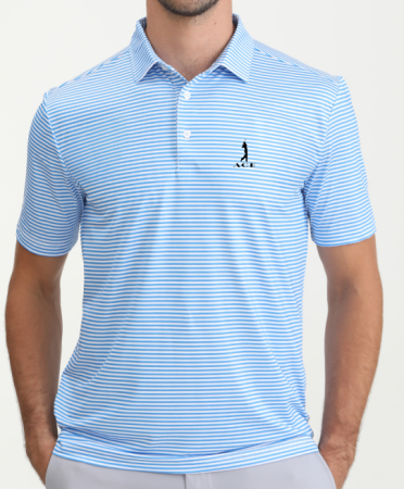 Ace Logo Polo Shirt/Lt. Blue With White Stripes
