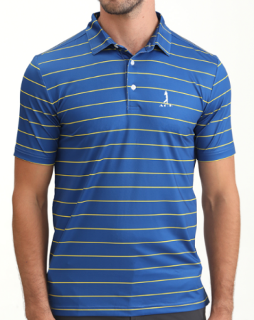 Ace Logo Polo Shirt/Blue With Yellow Stripes