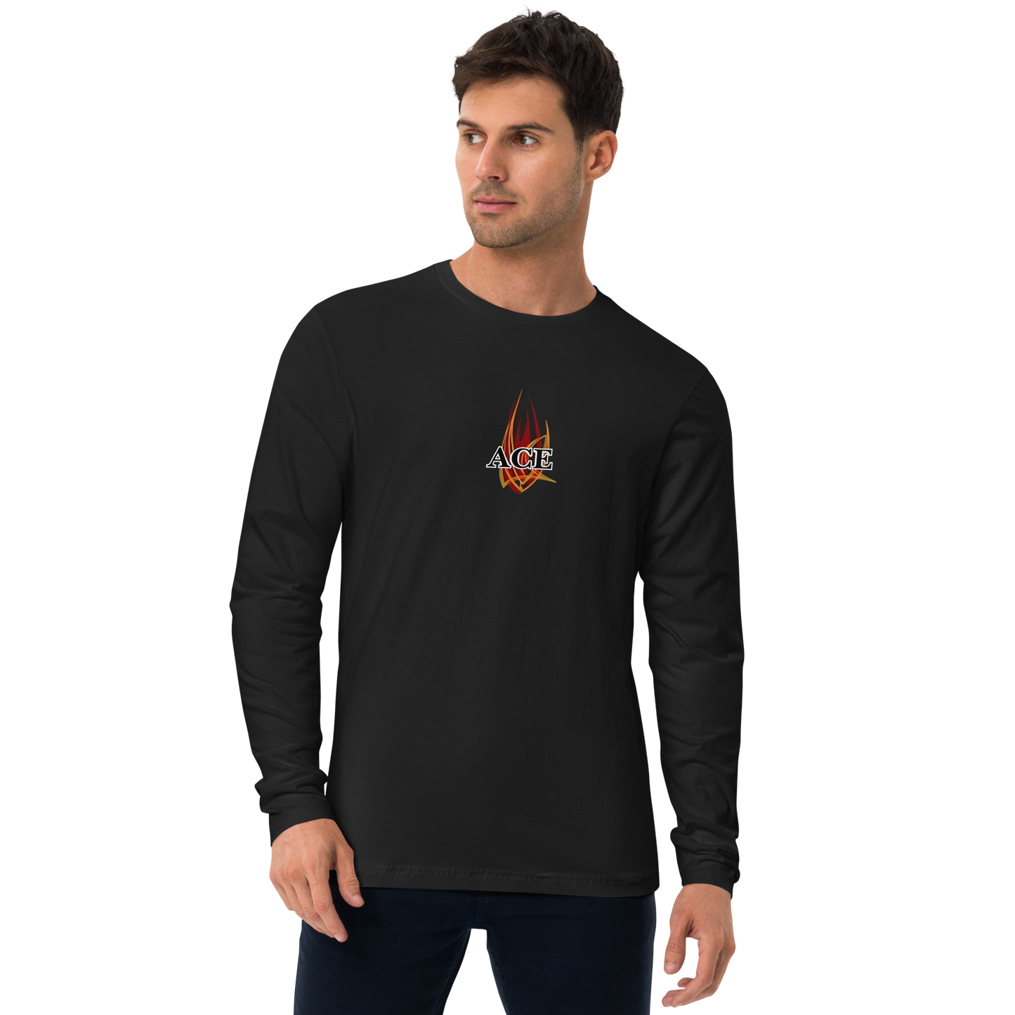 Ace Attitude Long Sleeve Shirt Front & Back Print/Black