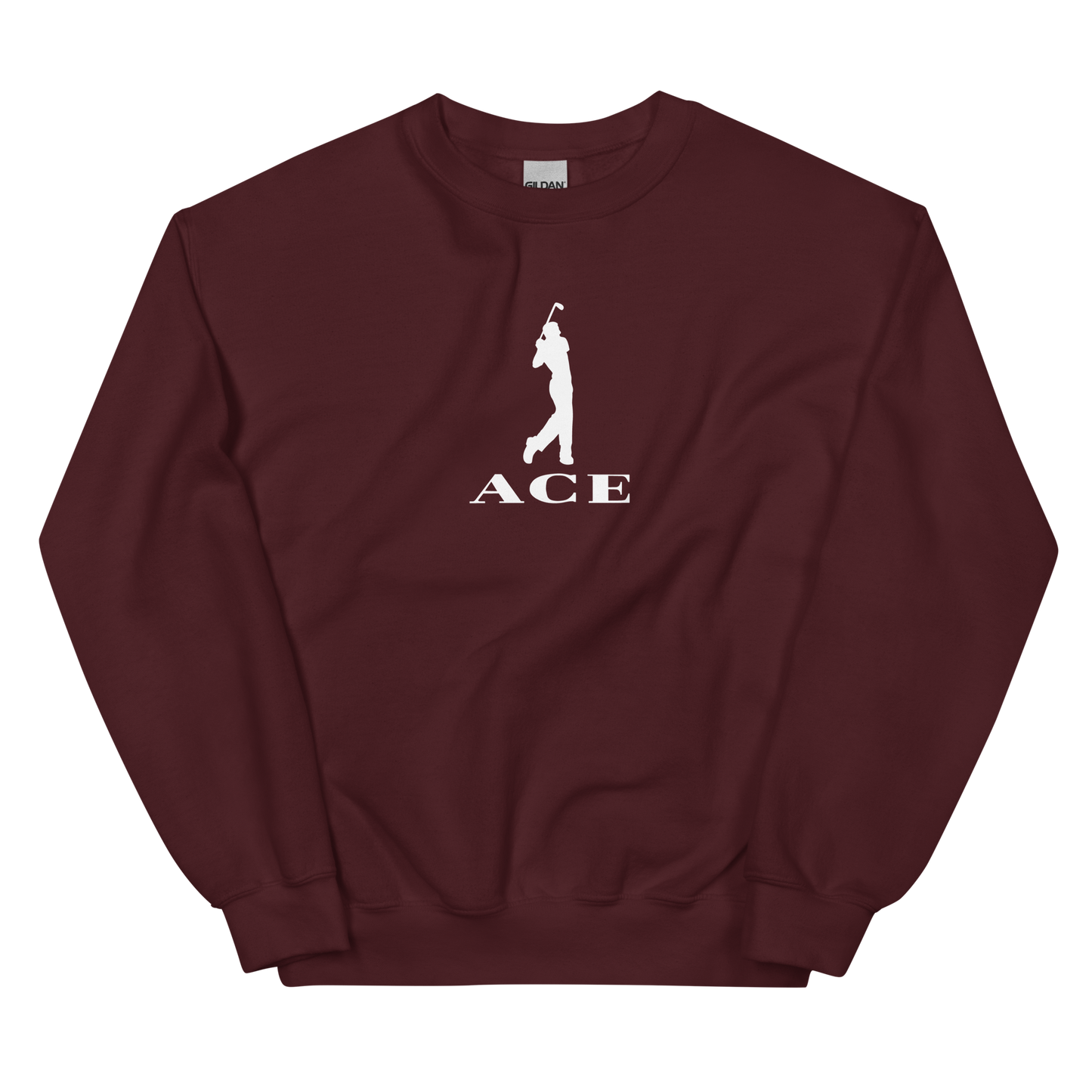 Ace Logo Front & Back Print Sweatshirt/Maroon & White