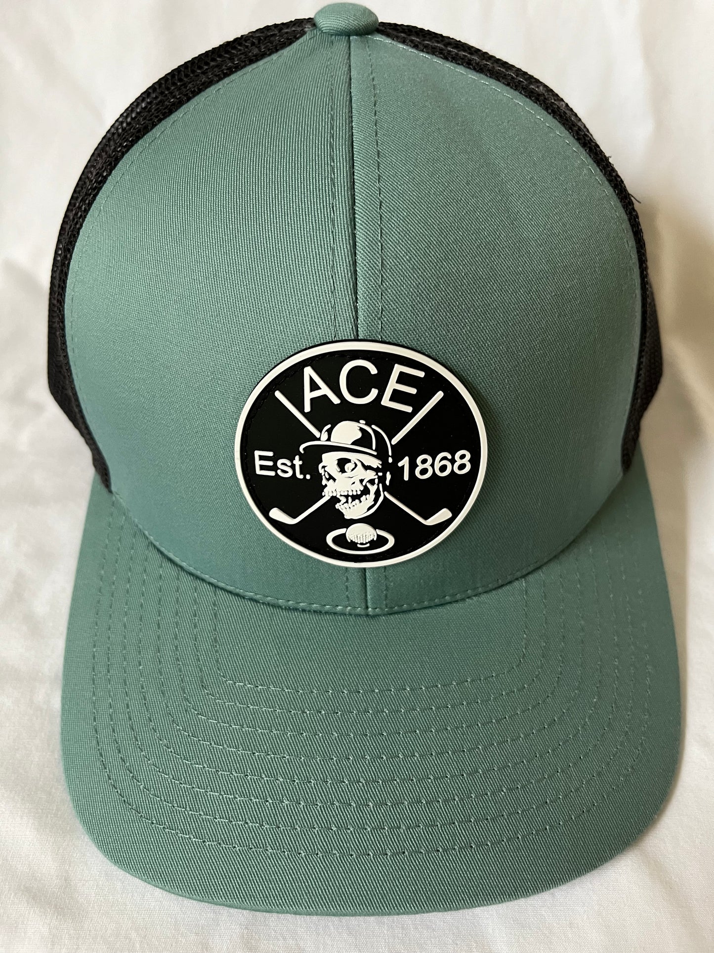 Ace Skull & Sticks Caddy Truckers Hat/Smoke Blue & Black