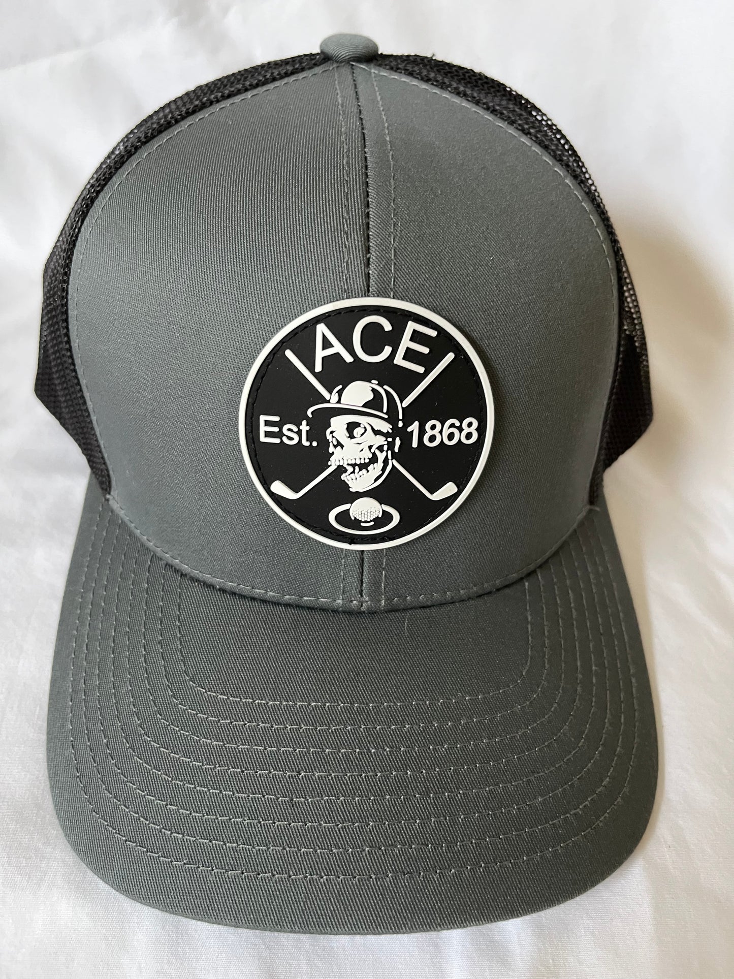 Ace Skull & Sticks Caddy Truckers Hat/Grey & Black