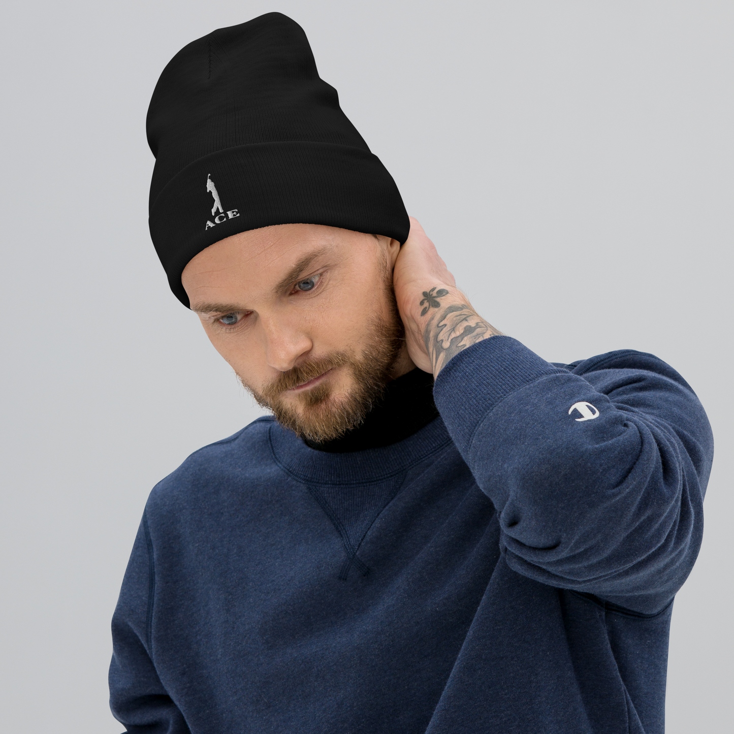 Ace Logo Embroidered Beanie/Black